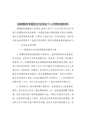 巡察整改专题民主生活会个人对照检查材料.docx
