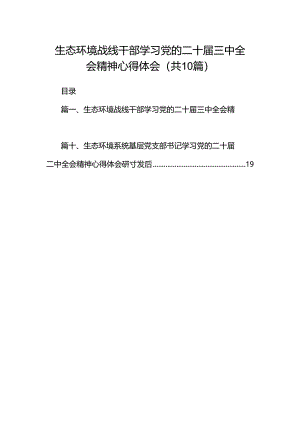 （10篇）生态环境战线干部学习党的二十届三中全会精神心得体会（最新版）.docx