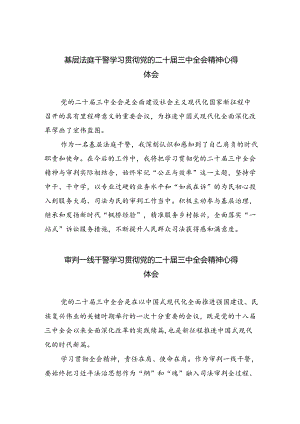 基层法庭干警学习贯彻党的二十届三中全会精神心得体会5篇（精选版）.docx