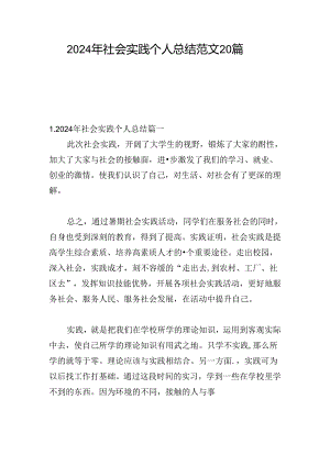 2024年社会实践个人总结范文20篇.docx