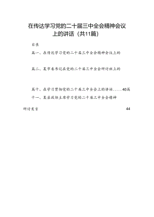 （11篇）在传达学习党的二十届三中全会精神会议上的讲话集锦.docx