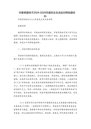 市委常委班子2024-2025年度民主生活会对照检查材料.docx