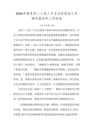 2024年度党的二十届三中全会阶段性工作情况报告和工作成效.docx