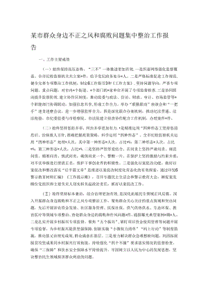 某市群众身边不正之风和腐败问题集中整治工作报告.docx