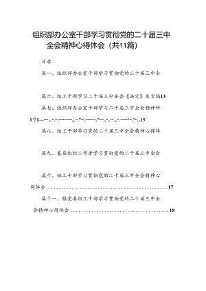 （11篇）组织部办公室干部学习贯彻党的二十届三中全会精神心得体会（精选）.docx