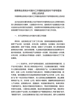 烟草商业系统乡村振兴工作暨新选派驻村干部专题培训班上的讲话.docx