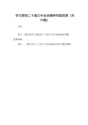 （11篇）学习贯彻二十届三中全会精神专题党课范文.docx