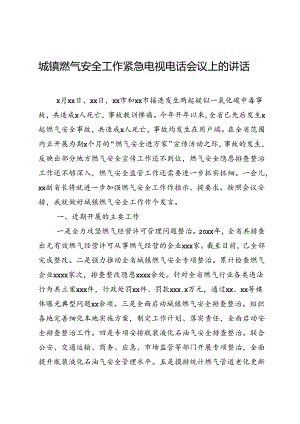 城镇燃气安全工作紧急电视电话会议上的讲话.docx