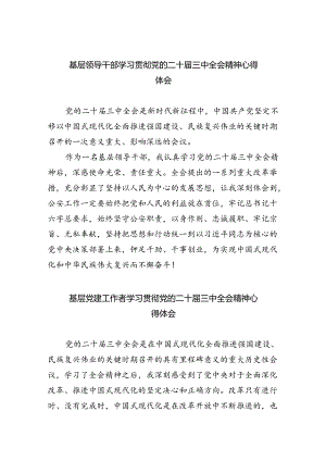 基层领导干部学习贯彻党的二十届三中全会精神心得体会5篇（详细版）.docx