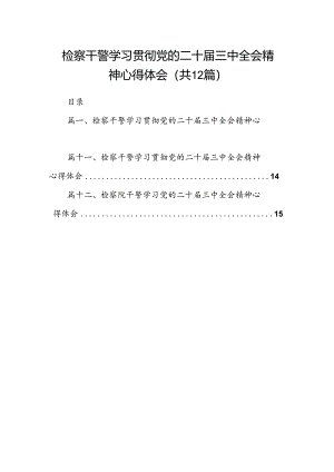检察干警学习贯彻党的二十届三中全会精神心得体会(精选12篇汇编).docx