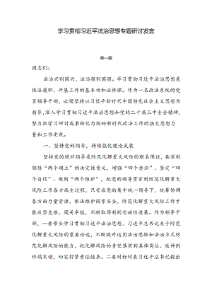 关于学习贯彻法治思想专题研讨发言7篇.docx
