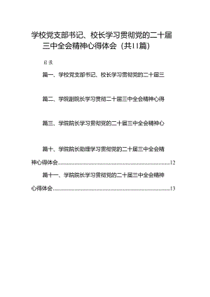 （11篇）学校党支部书记、校长学习贯彻党的二十届三中全会精神心得体会范文.docx