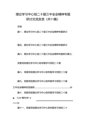 （11篇）理论学习中心组二十届三中全会精神专题研讨交流发言范文通用.docx
