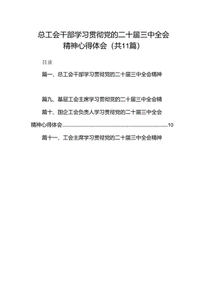 （11篇）总工会干部学习贯彻党的二十届三中全会精神心得体会（最新版）.docx