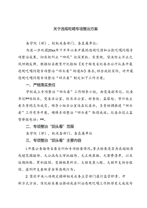 (六篇)关于违规吃喝专项整治方案集锦.docx