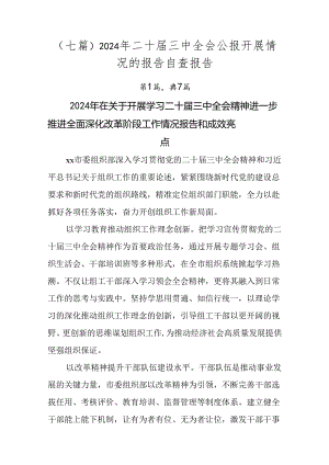 （七篇）2024年二十届三中全会公报开展情况的报告自查报告.docx