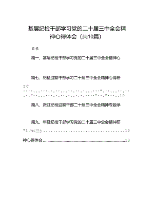 （10篇）基层纪检干部学习党的二十届三中全会精神心得体会（详细版）.docx