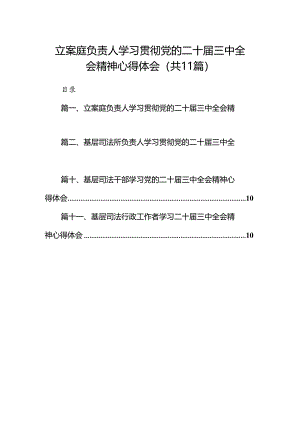 （11篇）立案庭负责人学习贯彻党的二十届三中全会精神心得体会（详细版）.docx