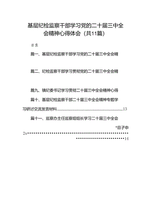 （11篇）基层纪检监察干部学习党的二十届三中全会精神心得体会范文.docx