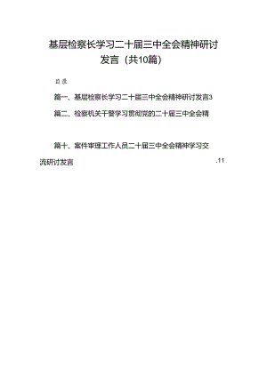 （10篇）基层检察长学习二十届三中全会精神研讨发言集合.docx