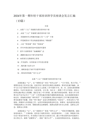 2024年第一期年轻干部培训班学员座谈会发言汇编.docx