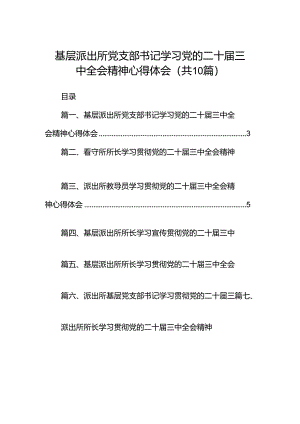 （10篇）基层派出所党支部书记学习党的二十届三中全会精神心得体会范文.docx