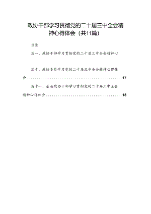 （11篇）政协干部学习贯彻党的二十届三中全会精神心得体会选择精选.docx