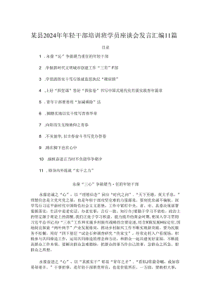 某县2024年年轻干部培训班学员座谈会发言汇编11篇.docx