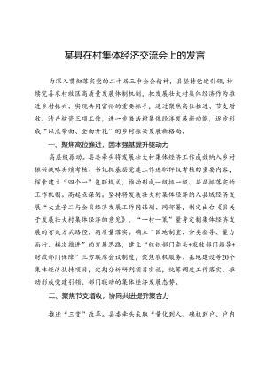 某县在村集体经济交流会上的发言.docx