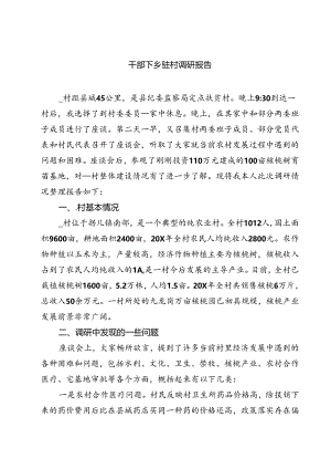 (七篇)干部下乡驻村调研报告（详细版）.docx