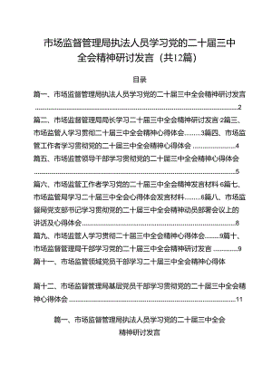 市场监督管理局执法人员学习党的二十届三中全会精神研讨发言12篇（最新版）.docx