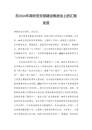 在2024年高校党支部建设推进会上的汇报发言.docx