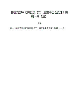 基层支部书记讲党课《二十届三中全会党课》讲稿13篇（最新版）.docx