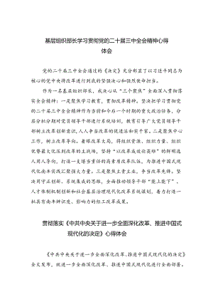 （9篇）基层组织部长学习贯彻党的二十届三中全会精神心得体会汇编.docx