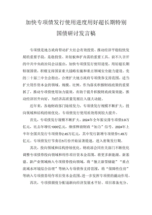 加快专项债发行使用进度用好超长期特别国债研讨发言稿1.docx