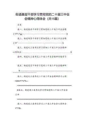 （15篇）街道基层干部学习贯彻党的二十届三中全会精神心得体会范文.docx