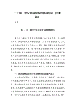 （11篇）二十届三中全会精神专题辅导报告资料汇编.docx