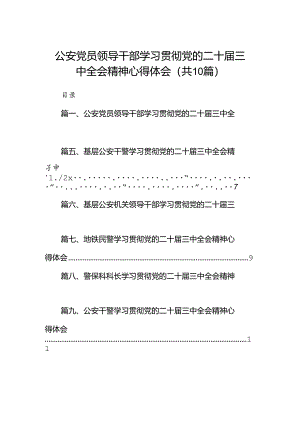 （10篇）公安党员领导干部学习贯彻党的二十届三中全会精神心得体会范文.docx