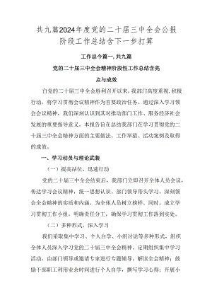 共九篇2024年度党的二十届三中全会公报阶段工作总结含下一步打算.docx