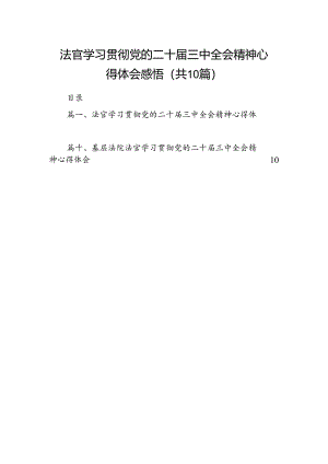 （10篇）法官学习贯彻党的二十届三中全会精神心得体会感悟范文.docx