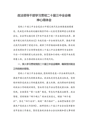 政法领导干部学习贯彻二十届三中全会精神心得体会.docx