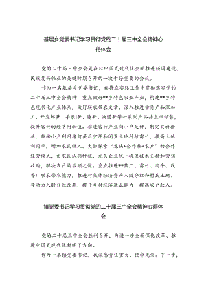 基层乡党委书记学习贯彻党的二十届三中全会精神心得体会5篇（精选版）.docx