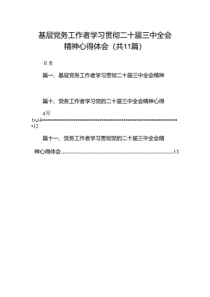 （11篇）基层党务工作者学习贯彻二十届三中全会精神心得体会（详细版）.docx