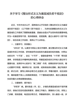 《整治形式主义为基层减负若干规定》心得体会发言材料13篇.docx