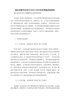 国企党委书记关于2024-2025年抓党建述职报告.docx