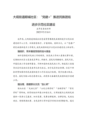 大观街道顺城社区：“党建＋”推进民族团结进步示范社区建设.docx