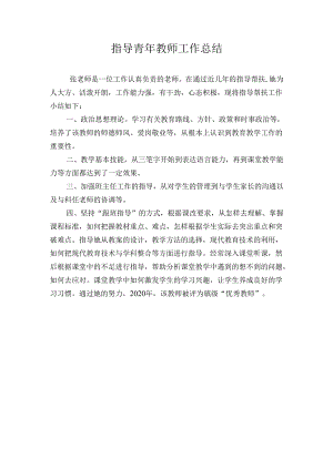 指导青年教师工作总结.docx
