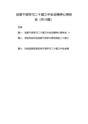 （15篇）巡察干部学习二十届三中全会精神心得体会合辑.docx