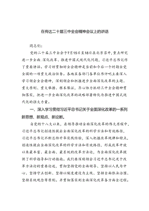 （7篇）在传达二十届三中全会精神会议上的讲话（精选）.docx