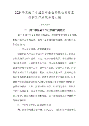 2024年党的二十届三中全会阶段性总结汇报和工作成效多篇汇编.docx